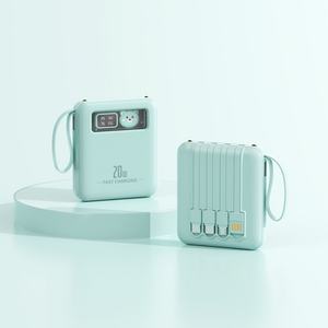 Nouvelle conception de batterie externe 5W 10000mAh 20000mAh avec 4 câbles intégrés, petite batterie externe portable de voyage avec écran - Product Image 5