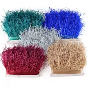 Stock Color 8-10cm Ostrich Cloth Edge Clothing Accessories Products Accessories High Quality Ostrich Feathers Fringes