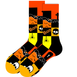 Bán Buôn Mới Lạ Halloween Giữa Ống Vớ Vui Đáng Sợ Bat Skull Skeleton Spider Mô Hình Cao Crew Cotton Đầy Màu Sắc Vớ - Product Image 3