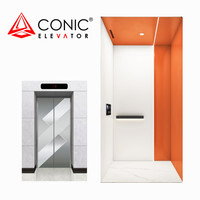 Ascenseur de passagers CONIC, cabine moderne, porte de palier à motif gravé pour bâtiment commercial, fourni par l'usine