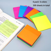 Blocs de notes fluorescents étanches personnalisés en plastique auto-adhésif articles de papeterie de rappel collant 7.5cm * 7.5cm 50 feuilles