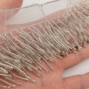 6.5cm Polyester Perles Lourdes Garniture Gland Vague Cristal Drapé Frange Garniture pour Robe De Mariée Ceinture Danse Du Ventre Costumes DIY - Product Image 5