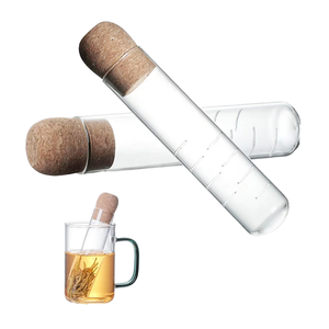Infuseurs filtrants en verre borosilicaté résistant à la chaleur avec bouchon en liège pour faire du thé et du café Tube en verre pour feuilles de thé passoire - Product Image 1