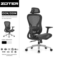 Chaise de bureau ergonomique moderne en maille ZOTER avec appui-tête réglable et soutien lombaire, certifiée BIFMA, garantie 10 ans, OEM/ODM pour hôtel