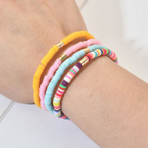 Bijoux européens et américains de Style bohème, Bracelet en argile multicolore, Bracelet en <span class=keywords><strong>poterie</strong></span> douce, vente en gros - Product Image 2