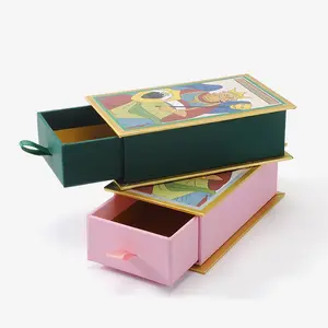 Impression personnalisée en carton rigide rigide boîte coulissante de luxe avec poignée corde cadeau manchon tiroir boîte emballage