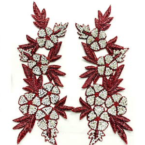 Parches de encaje de lona bordados a mano con flores de PVC y cuentas, estilo cosido, para decoración de prendas, precio mayorista - Product Image 1