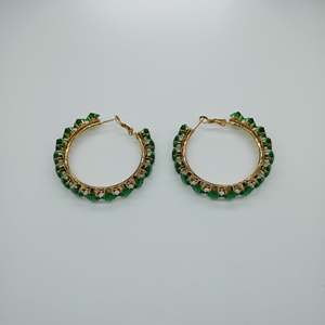 Pendientes de Aro de Cristal, Chapados en Oro, Acero Inoxidable 316L, Piedras Verdes, Joyería de Moda para Mujer - Product Image 1