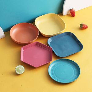 Kitchen Microwave Round Dishes <b>Dinner</b> Unbreakable Set Pp Wheat Straw Biodegradable Food Plastic Plates - Product Image 4