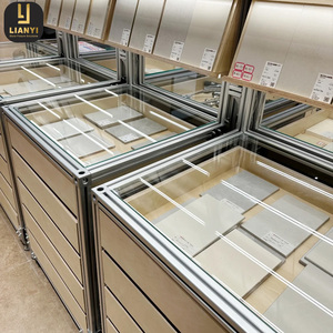 Ly showroom gạch Mẫu hiển thị Giá cửa hàng bán lẻ trang trí nội thất tùy chỉnh thẻ gỗ cuốn sách hiển thị thiết kế tủ - Product Image 2