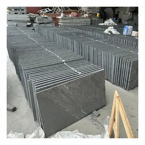 Support Cut To Size America Black Granite 1150X650 Flamed And Wash Finished Surface Tiles