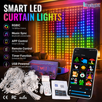 Luces LED RGB WS2811 direccionables de 5V, cortina de luces inteligente con control remoto a través de la aplicación Smart Life para decoración de paredes en Navidad y festividades, para exhibición en interiores.