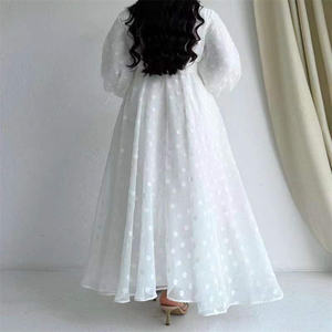 Robes musulmanes classiques pour femmes, style français, blanches, décontractées, modestes, couleur unie, Dubaï, Turquie, kaftan maxi en coton, <span class=keywords><strong>abaya</strong></span> - Product Image 5