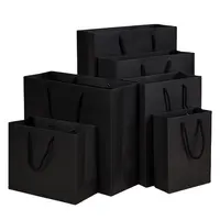 حقائب ورقية سوداء مخصصة عالية الجودة مخصصة بشعار للبيع بالجملة