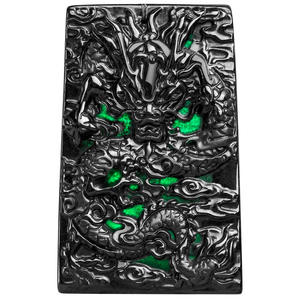 Pendentif Longpai en jadéite noire naturelle authentique, bijoux pour hommes et femmes, vente en gros de jade, cadeau avec certificat d'évaluation C248 - Product Image 1