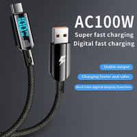 Haute qualité 100W charge rapide USB3.0 type-c câble d'affichage numérique 5A câble de données de téléphone portable 1M 2M longueur vente en gros