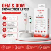 Kabel USB ke Type-C dengan Layar LED, Pengisian Cepat 60W, Sinkronisasi Data, dan Tampilan Daya Digital untuk Ponsel Android