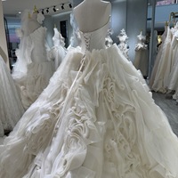 Robe de mariée de bal en organza à volants SH3811, bustier, avec rosettes et motifs floraux 3D, traîne cathédrale, grandes tailles, sur mesure, vente en gros