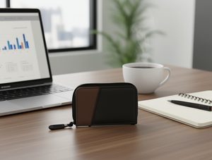 Portacarte a Fisarmonica da Uomo 7 Pollici in Microfibra Pelle Sintetica con Chiusura a Cerniera Spessore 35 mm - Product Image 2