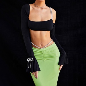 <span class=keywords><strong>Haut</strong></span> <span class=keywords><strong>Bandeau</strong></span> à garniture en cristal <span class=keywords><strong>noir</strong></span>, nouveau, usine Oem, vêtements pour femmes, Top - Product Image 2