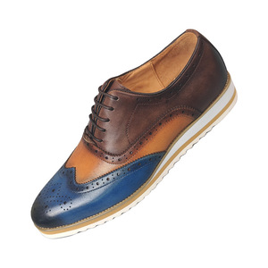 Chaussures habillées en cuir véritable pour hommes, style Oxford, bout rond, couleurs mélangées, semelle en caoutchouc respirante, pour le bureau et les occasions professionnelles, toutes saisons, à lacets - Product Image 5