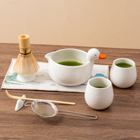 Bol à matcha en porcelaine écologique avec logo personnalisé, motif canard mignon, accessoire de cérémonie du thé japonais, fouet en céramique biologique Chasen, kit à matcha