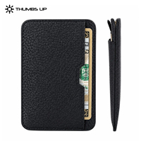 Cartera Delgada de Cuero PU con Bloqueo RFID Personalizada THUMBS-UP para Hombre, con Ranura para Tarjetas de Crédito, Sin Cierre