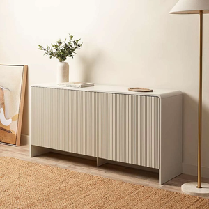 Grande armoire de rangement moderne blanche et brillante avec portes à motifs gaufrés <span class=keywords><strong>Buffet</strong></span> de rangement <span class=keywords><strong>Buffet</strong></span> - Product Image 5