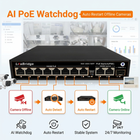 Sistem Keamanan Switch Jaringan Profesional Bertenaga AI 11 Port 10/100/1000M 2 untuk Uplink 1 SFP 120W Watchdog 250m Mode Perluasan