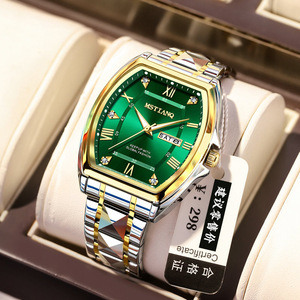 Montre-bracelet à quartz pour homme, lumineuse, de forme tonneau, élégante, avec calendrier, au design professionnel et de grande valeur. - Product Image 2
