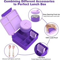 Bento lunchbox met 8oz thermosbeker voor soep, lekvrije lunchcontainers, geïsoleerde thermosfles voor warme maaltijden voor kinderen, voor school en reizen