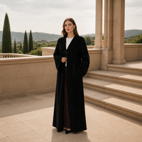 Abaya tricotée d'hiver Mexizo, cardigan ouvert sur le devant pour femmes musulmanes avec cordon de serrage, 100 % polyester, vêtement islamique modeste de Dubaï