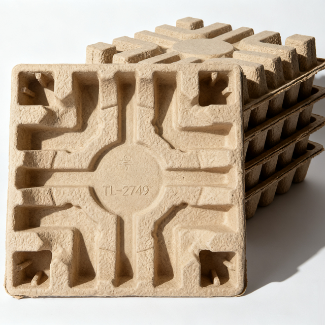 Custom Biodegradable Eco-Friendly Molded Pulp Fiber Inner Tray Waterproof Stackable Packaging for Electronics Paper Boxes