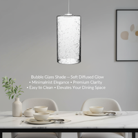 Abat-jour en verre soufflé à la main avec bulles d'air, 90D 170H 35mm de diamètre, pour suspension intérieure, lustre ou applique murale – Vente en gros usine