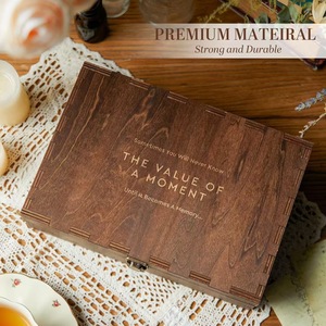 Retro Wooden Flip Top <b>Storage</b> <b>Box</b> Rectangle Solid Color For <b>Photos</b> Letters Jewelry Collectibles - Product Image 1