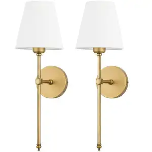 Varnished cloth cover living room bedroom bedside hotel room lamp Wall Sconces Gold New Design Metal Light