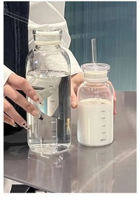 350ml/450ml/750ml Leak Proof <b>Reusable</b> Portable Glass Water Bottle with <b>Straw</b> and Lid - Product Image 5