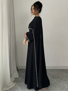 Vestido Abaya Maxi con Mangas de Capa y Adorno de Perlas Elegante y Personalizado de Leduo - Caftán Islámico Modesto para Mujer - Product Image 3