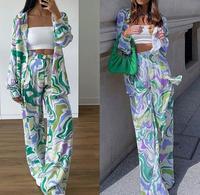 Nouveaux vêtements pour femmes de haute qualité : chemise imprimée tendance, pantalon large et ensemble de costume décontracté