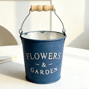 Saif Secchiello in <span class=keywords><strong>ferro</strong></span> mini retrò in stile americano, anticato con decorazione ad anello, piccolo vaso da giardino per fiori, oggetti vari e ornamenti - Product Image 4