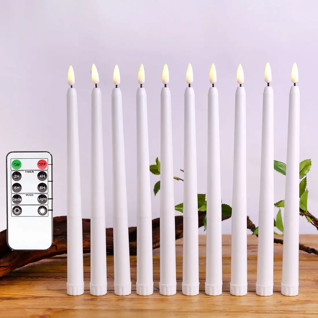 21cm Led wax candle light 3D wick led flameless soy wax shape candle moving wick led candle taper remote control soy wax