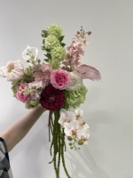 Bouquet de mariée personnalisé de qualité supérieure, toucher réel, orchidée rose vin, marguerite, centre de table, lys, amaranthe colorée
