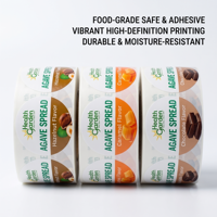 Op maat gedrukte waterdichte, food grade etiketten voor sauzen in diverse smaken, voor fles- en potverpakkingen, zelfklevende rol-etiketten