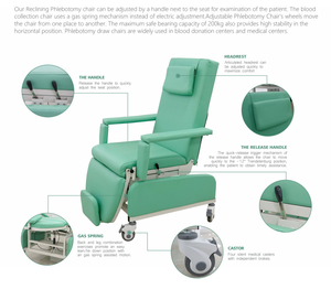 Sıcak satış TX-2 hastane ayarlanabilir elektrikli tekerlekler kafalık ve basamak ile uzanmış diyaliz sandalye - Product Image 3