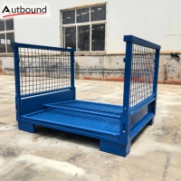 Conteneur en acier Q235 robuste, pliable, empilable, bac métallique, palette pour la logistique d'entrepôt