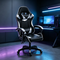 Chaise de jeu minimaliste nordique sans RGB en cuir PU mat avec base en nylon et commandes intégrées au plan du sol, design intérieur