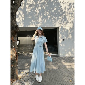 Elegante Vestido Camisero sin Mangas para Mujer, Cintura Natural, Cuello Camisero, Decoración con Botones, Corte en A, para Primavera, Otoño y Verano - Product Image 6