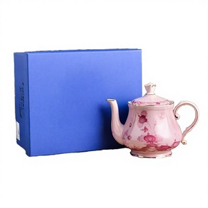 Luxurious Rose-Red Italian-Style Ceramic Bone China Eco-Friendly Stocked Coffee <b>Pot</b> Sugar & Milk Jar <b>Set</b> for Hotels Households - Product Image 2