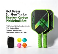 Perlengkapan Pickleball Karbon Titanium T700 Hot Pressed, Inti Busa EPP Set 2 Pemain untuk Latihan Kelompok Klub Pickleball & Pesanan Grosir