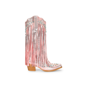 <span class=keywords><strong>Stivali</strong></span> da Cowgirl WETKISS OEM con Strass Blu, <span class=keywords><strong>Tacco</strong></span> Alto, Altezza al Ginocchio, <span class=keywords><strong>Stivali</strong></span> Metallici Rosa con Frange - Product Image 2